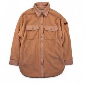 Roxy Jacket Womens Small Peach Sherpa Fleece Button Front Shacket Casual Cozy